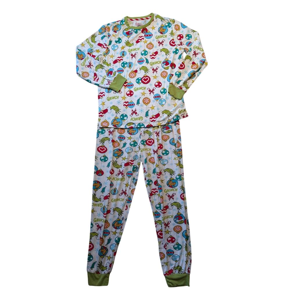Dr. Seuss The Grinch Pajamas Set Medium Vivid White Christmas Family PJs M